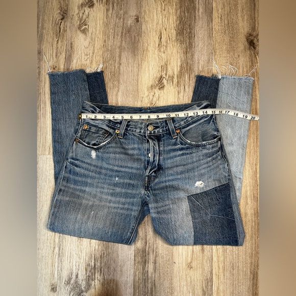 Levi's 501 Straight Leg Button Fly Jeans Patchwork Raw Size 27 - Picture 6 of 9